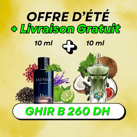 2x10 ml offre  (  JPG Paradise Garden  + Sauvage ) + Livraison Fabor