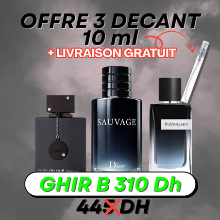 PACK 3 Decant 10ml  + LIVRAISON GRATUIT