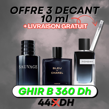 PACK 3 Decant 10ml  + LIVRAISON GRATUIT