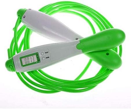 حبل قفز قابل للتعديل مع عداد رقمي لتدريبات الرياضة واللياقة البدنية - لون اخضر