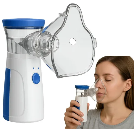 Nebulizador Portátil Silencioso – Inhalador de Malla Recargable por USB-C para Niños y Adultos – Dispositivo de Aerosol de Mano para Asma, Tos y Resfriados – Kit Completo de Inhalación Famili