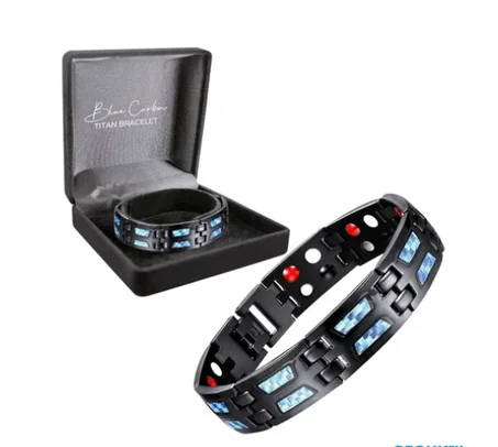 Pulsera GFOUK de titanio azul y carbono