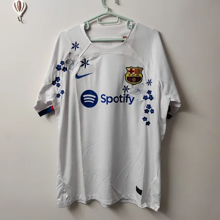 FC Barcelona Special Edition White Floral Embroidery Jersey