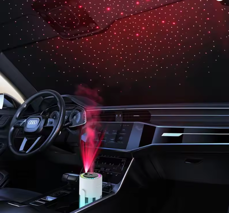 مرطّب هواء إبداعي 3 في 1: سيارة + مكتب + بيت مع رذاذ فائق النعومة وضوء نجوم بالأحمر