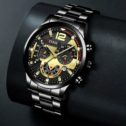 Montre-bracelet à quartz en acier inoxydable pour hommes, horloge Shoous, calendrier, affaires, décontracté, luxe, mode
