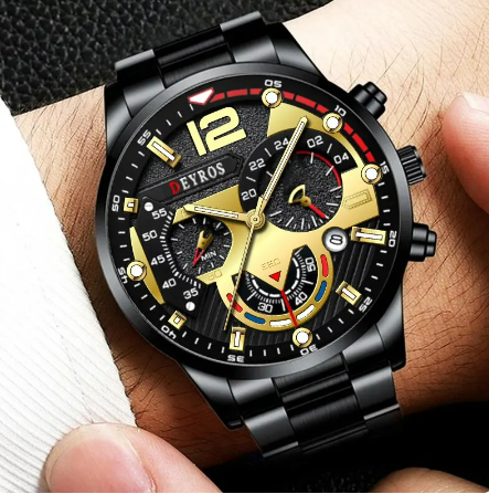 Montre-bracelet à quartz en acier inoxydable pour hommes, horloge Shoous, calendrier, affaires, décontracté, luxe, mode