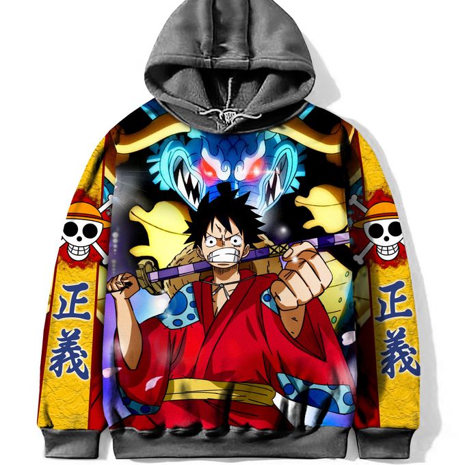 Hoodie Manga Anime LUFFY Wano Arc Sweatshirt One Piece - For Otaku Capuche