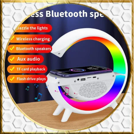 مصباح LED ليلي RGB متعدد الوظائف شاحن لاسلكي