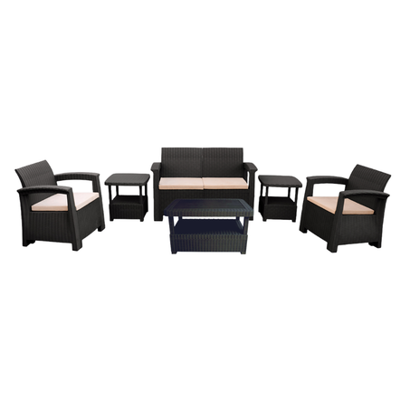Pack Smart Plus - Salon de jardin 4 places + table basse + 2 tables de coin