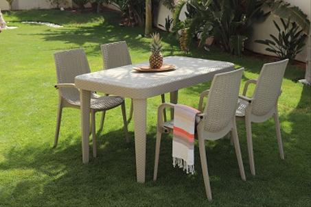 Salle à manger Rattan + 4 chaises