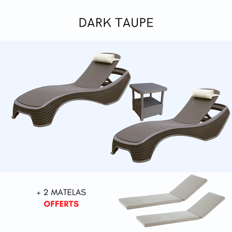 Pack 2 transats + 2 matelas + table basse