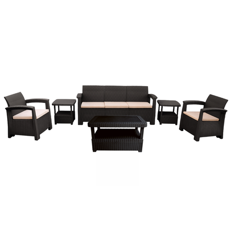 Pack Confort Plus - Salon de jardin 5 places + table basse + 2 tables de coin