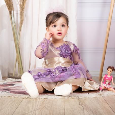 EVA-23- Robe violet avec traine