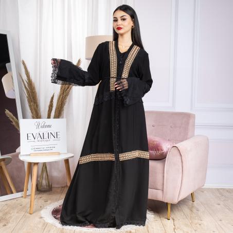 Abaya Khalidjiya en maille et dentelle