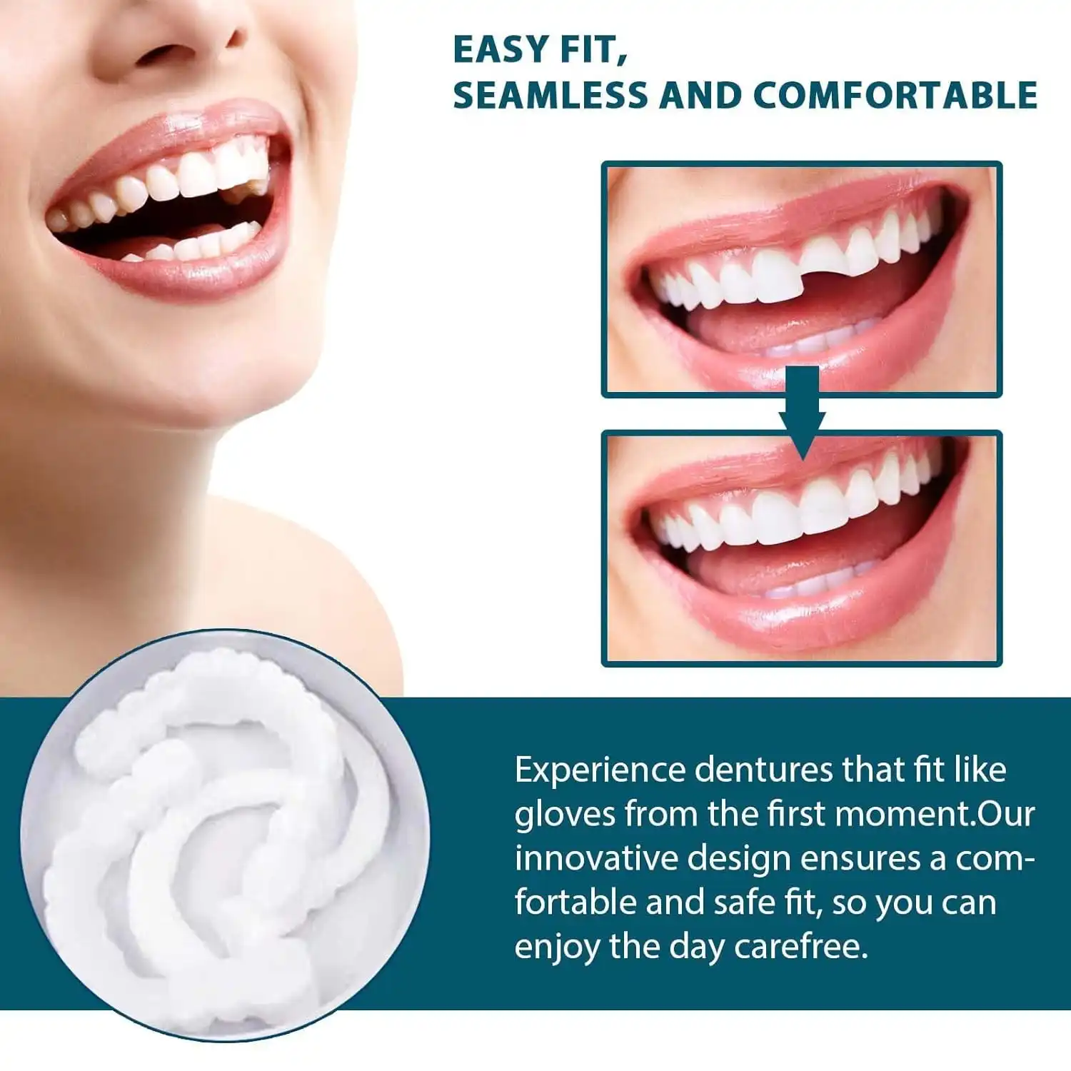 ابتسامة مثالية في دقائق – Facettes Dentaires Snap-On قابلة للإزالة والتعديل