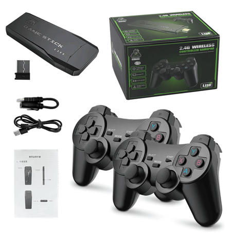 Game Stick 4K avec 2 Manettes Sans Fil – Plus de 10 000 Jeux Classiques Prêts à Jouer