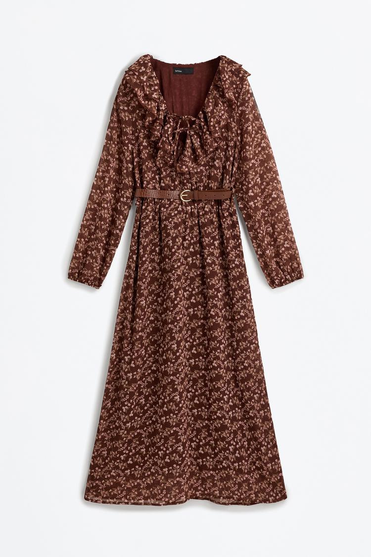 Vestido midi volantes فستان