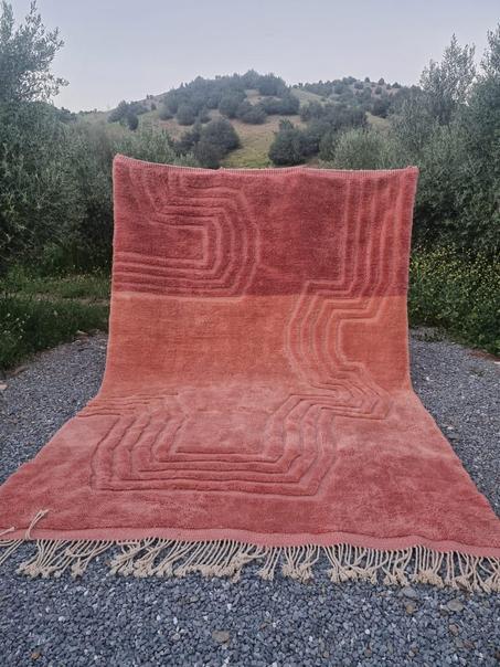 Modern Moroccan Wool Rug – Handwoven Terracotta Berber Carpet