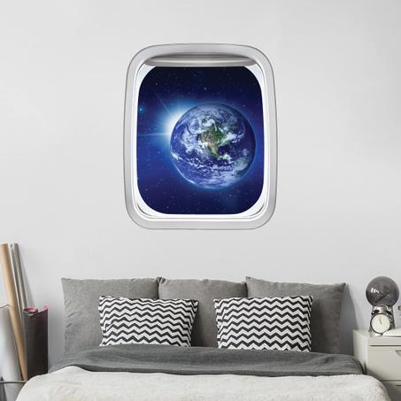 3D Sticker mural- Hublot d'avion Terre dans l'espace