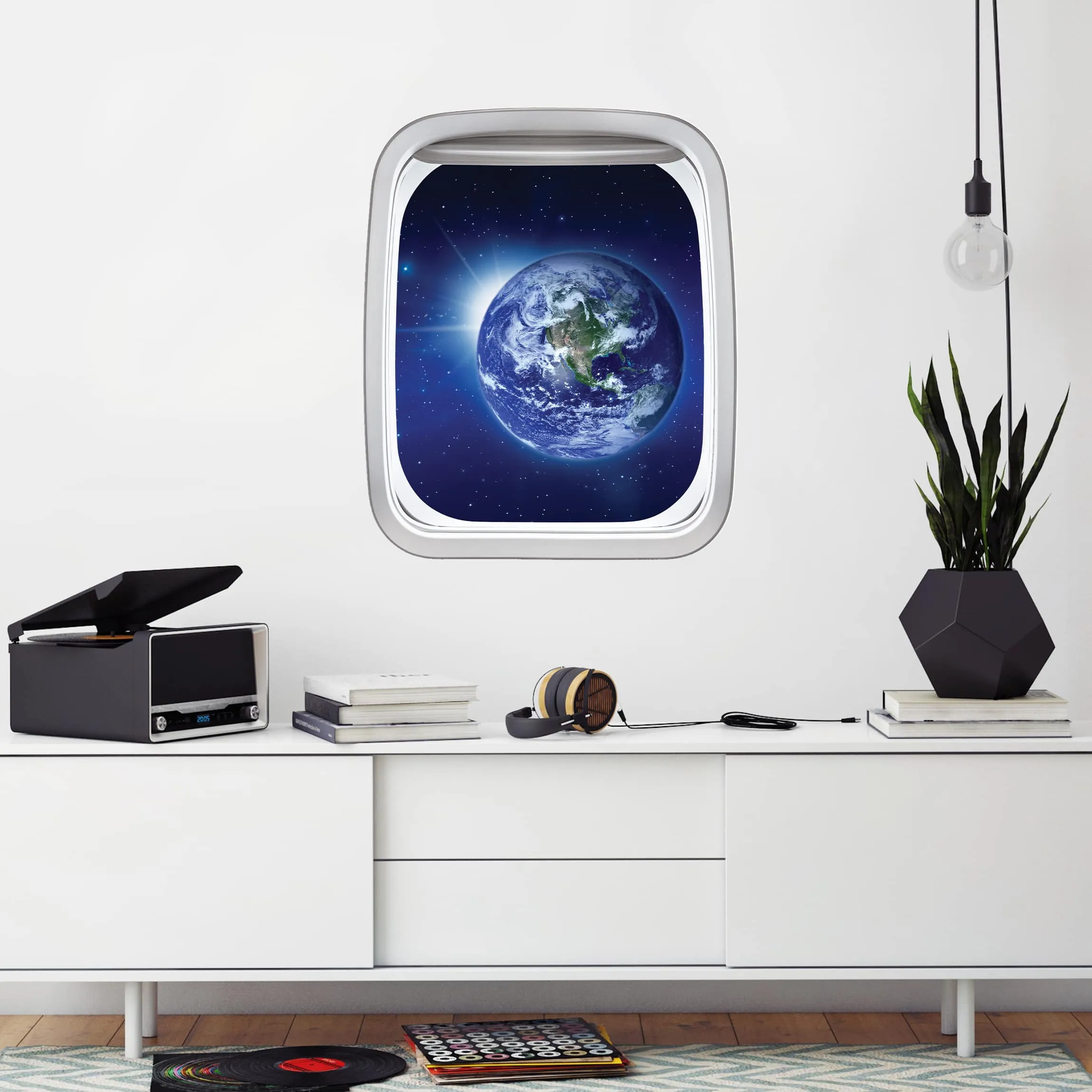 3D Sticker mural- Hublot d'avion Terre dans l'espace