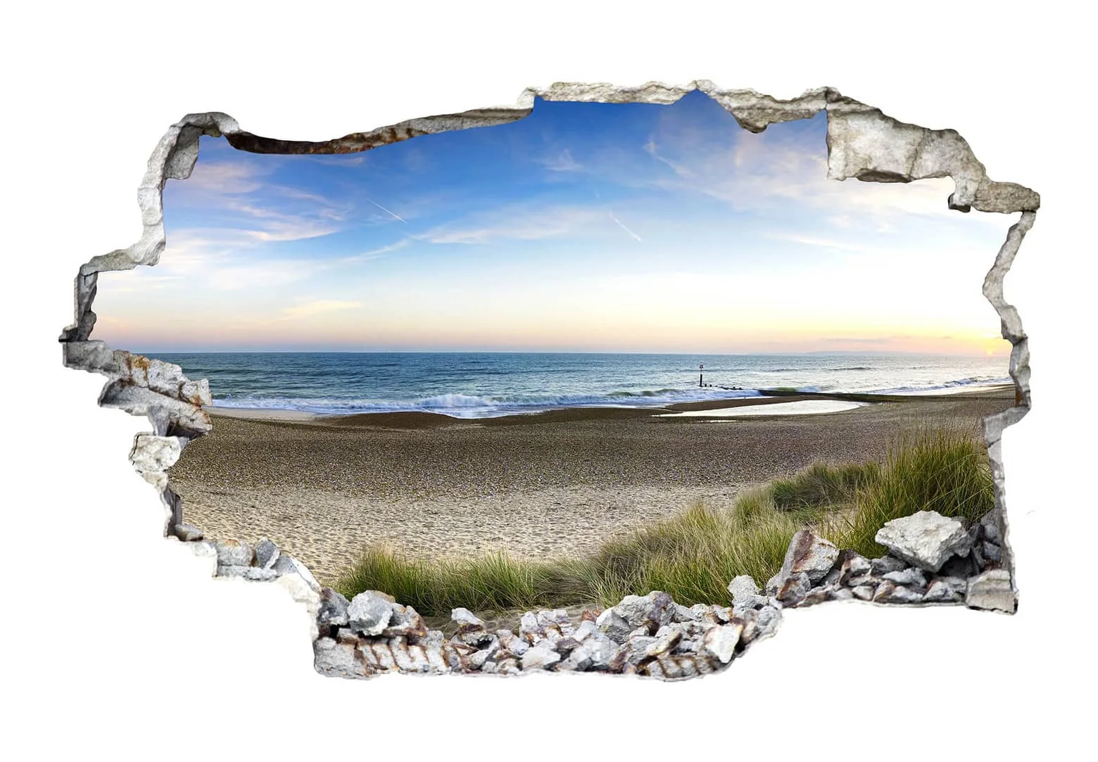 Sticker mural 3D - Vue de plage panoramique