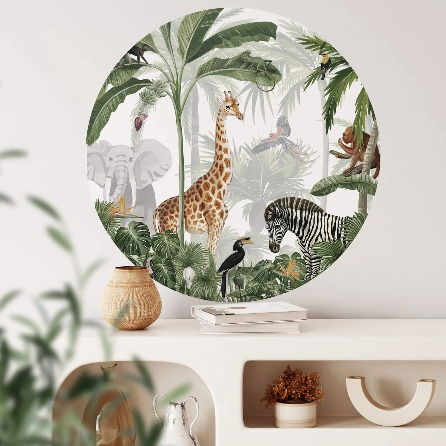 Sticker mural rond Kikki Belle - Jungle
