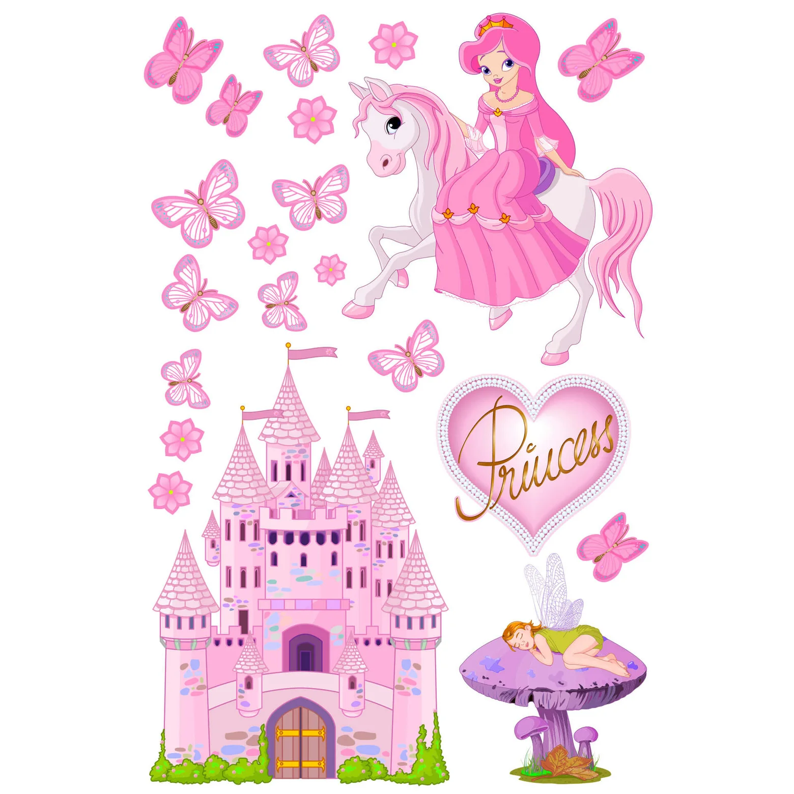 Sticker mural - Pink Princess set