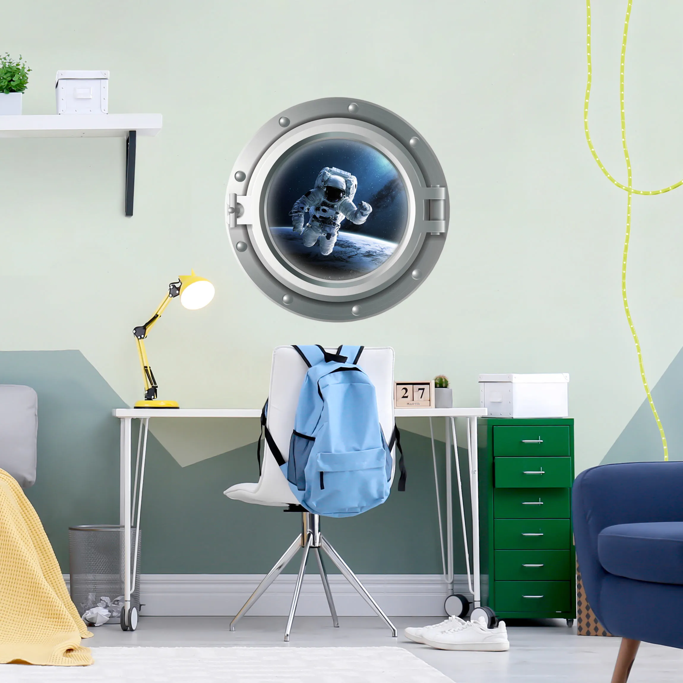 Sticker mural 3D - hublot d'astronaute dans l'espace
