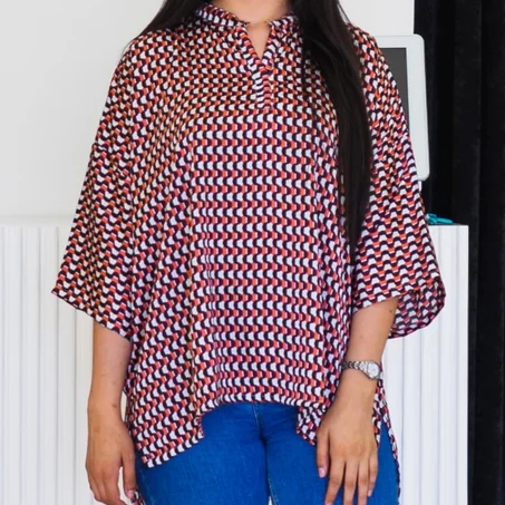 Haut Géométrique Tricolore Unique - Confection Artisanale