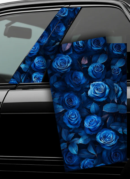 Blue Roses - Car Doors Pillar Decals