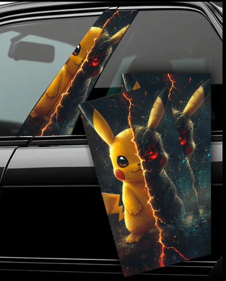 Pikachu two Sides - Car Doors Pillar Decals