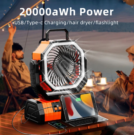 مروحة التخييم المحمولة القابلة لإعادة الشحن - BreezeTech™