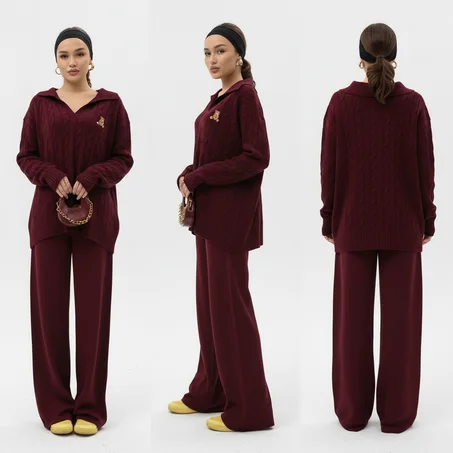 طقم تريكو وسروال من الصوف