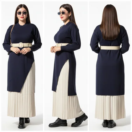 طقم شتوي أنيق بإطلالة محتشمة وراقية-AZ