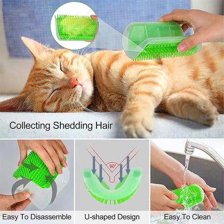 Rascador masajeador para gatos, cepillo para quitar el pelo