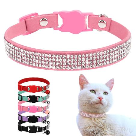 Collar de cuero de gamuza suave para gato