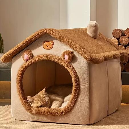 Casa plegable para mascotas, casa lavable extraíble para gatos