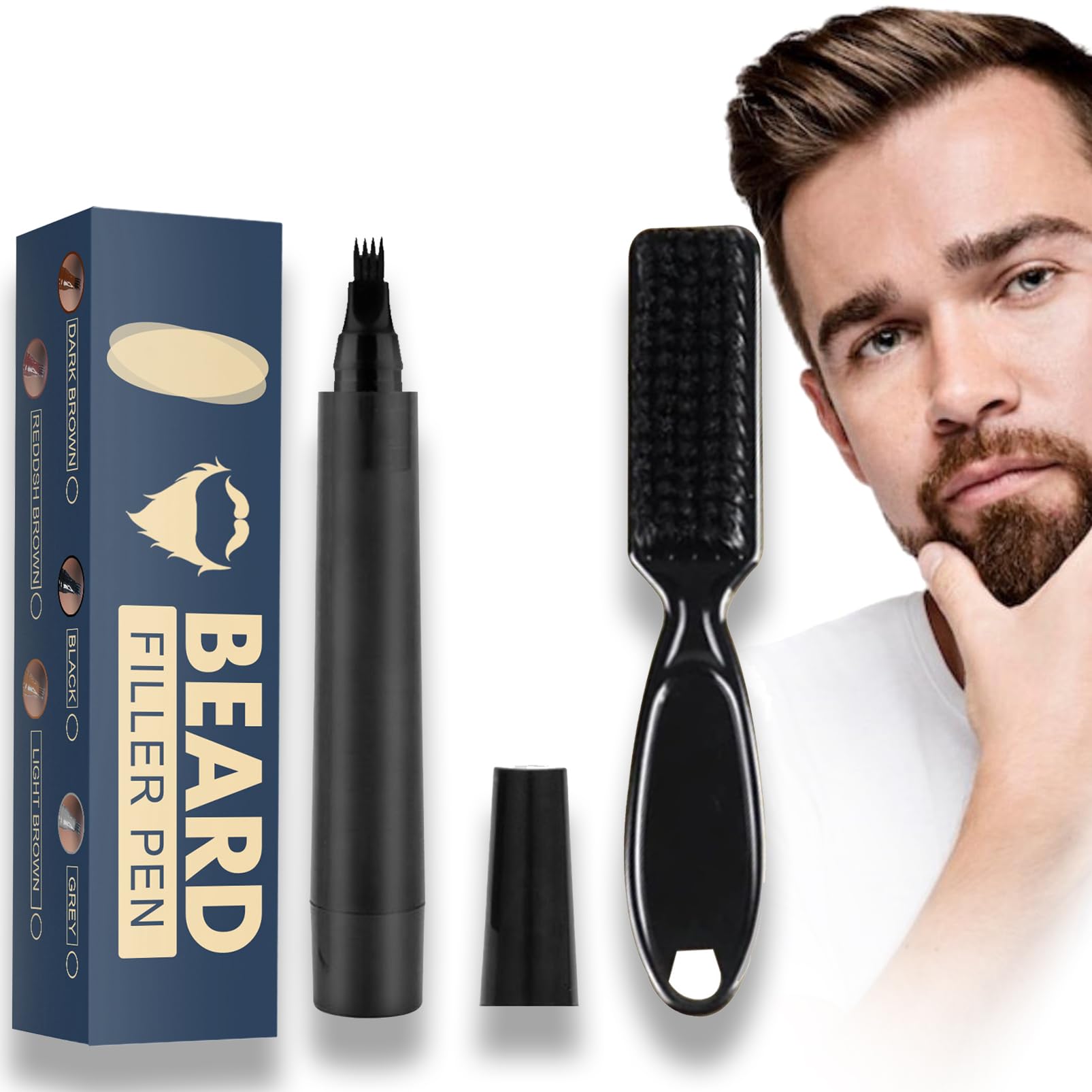 Cepillo y Bolígrafo para Barba: Solución Rápida y Natural para una Barba Perfecta