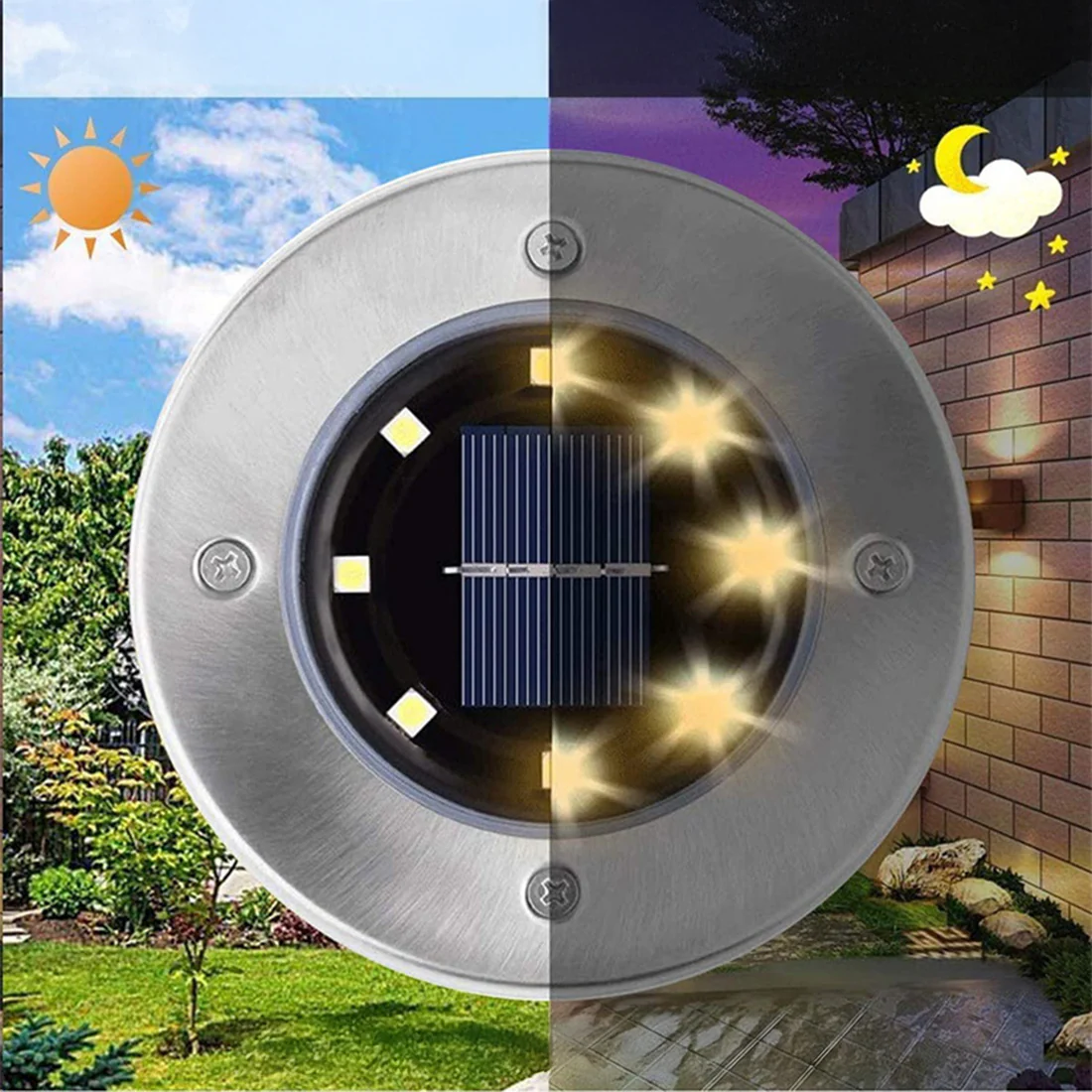 Luces solares para jardín, 2 unidades, 8 ledes