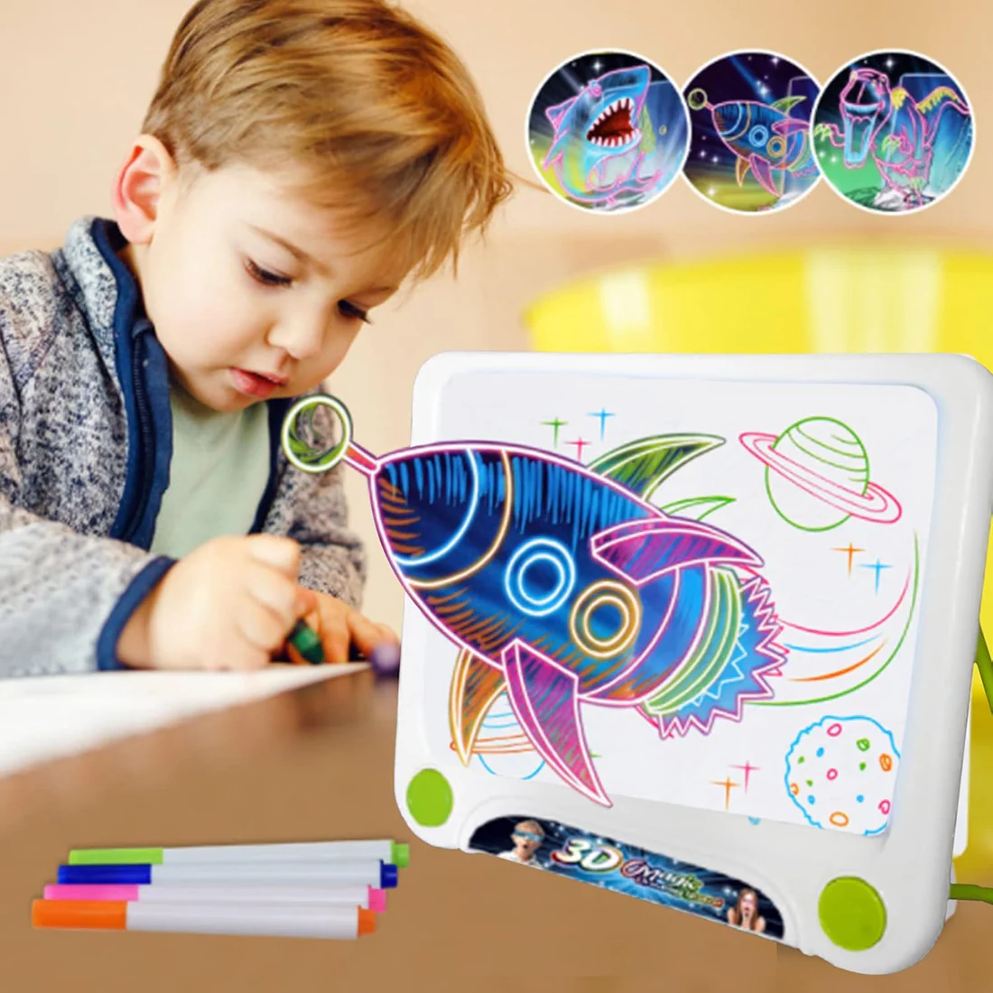 Pizarra Mágica 3D para Niños: ¡Ilumina la Creatividad!