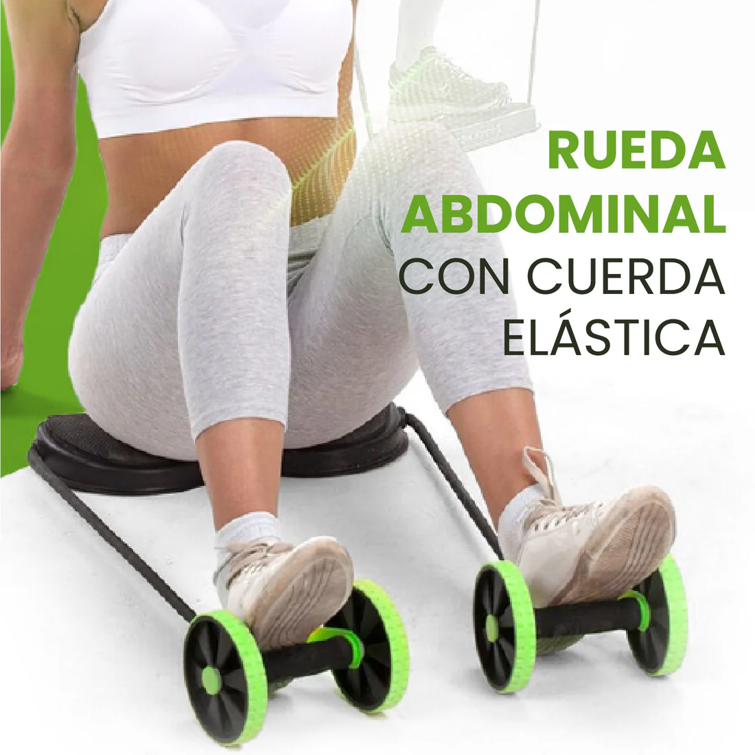 Rueda abdominal con cuerda elástica