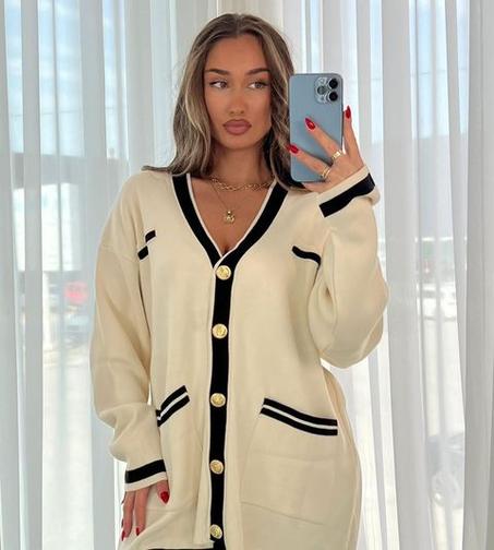 Ensemble en laine pantalon cardigan long