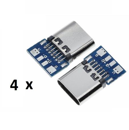 Connecteur USB 3.1 Type C, femelle, Support carte PCB, 4 pièces