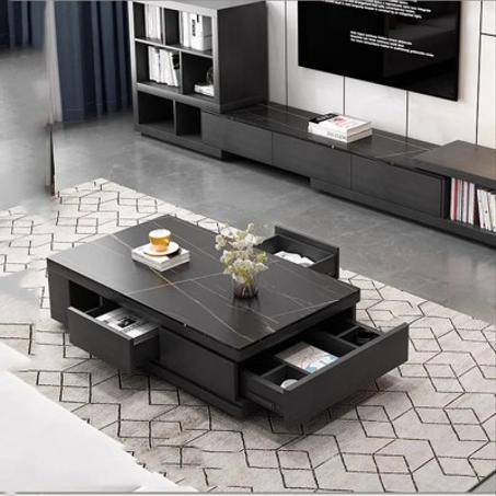 Table basse rectangulaire pour salon, vase décoratif moderne, meuble de salon Mesa style italien noir