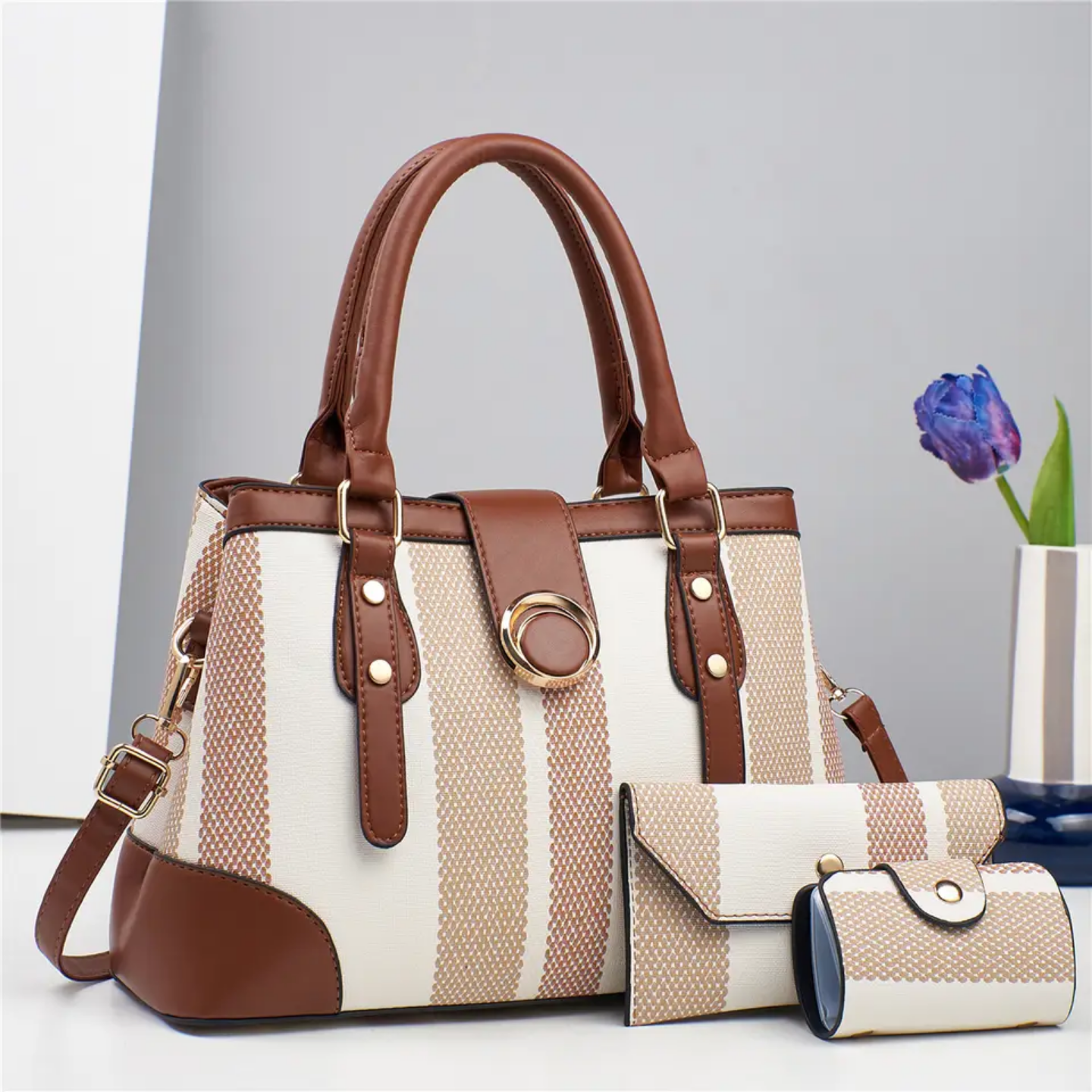 Sac intemporel 3 pièces (sac à main, porte-monnaie & pochette)