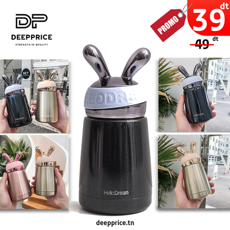 تُرمس ثلاثية الأبعاد أرنب كوب قارورة عازلة