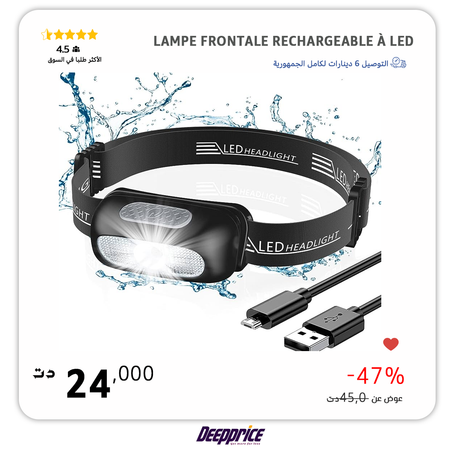 Lampe frontale rechargeable à LED