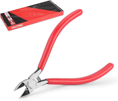 HAUTMEC Cortadores de alambre pequeños y precisos de 5 pulgadas, alicates laterales con pasador de ubicación para corte fino, perfecto para corte de placa de circuito, componentes electrónico