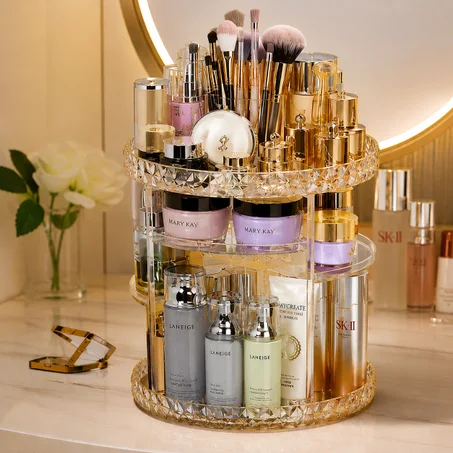 منظم مكياج وعطور دوار 360° فاخر