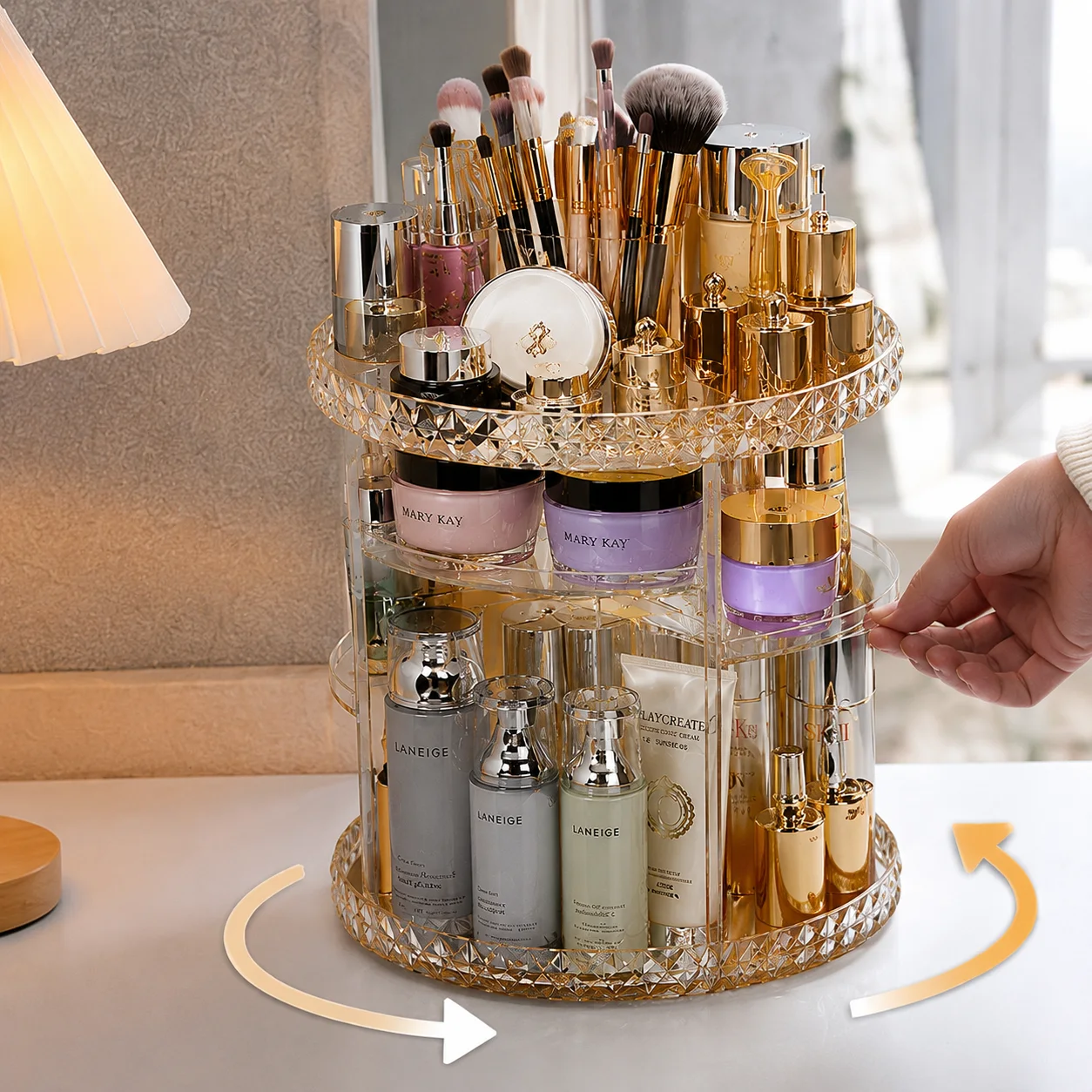 منظم مكياج وعطور دوار 360° فاخر
